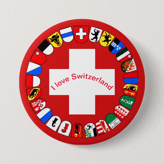 Schweizer Kantone und Flagge Button (Vorderseite)