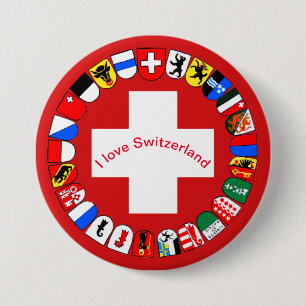 Schweizer Kantone und Flagge Button