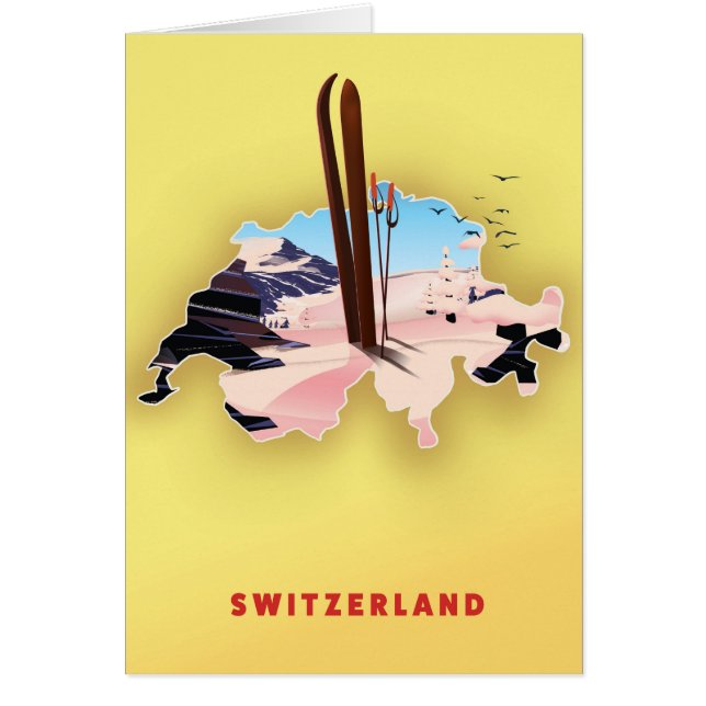 Schweizer Karte Skisporttplakat (Vorne)