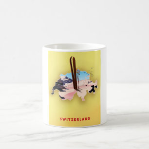 Schweizer Karte Skisporttplakat Kaffeetasse