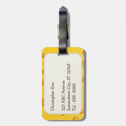 Schweizer Käse Cheezy Texturmuster Gepäckanhänger (Rückseite vertikal)