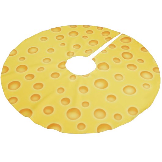 Schweizer Käse Cheezy Texturmuster Polyester Weihnachtsbaumdecke (Schrägansicht)