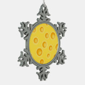 Schweizer Käse Cheezy Texturmuster Schneeflocken Zinn-Ornament (Links)