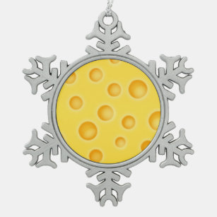 Schweizer Käse Cheezy Texturmuster Schneeflocken Zinn-Ornament