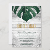 Schweizer Käse Leaf Holz Lace Gold Brautparty Einladung (Vorderseite)