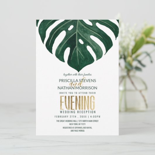 Schweizer Käse Leaf String Lights Lace Gold Abend Einladung (Stehend Vorderseite)