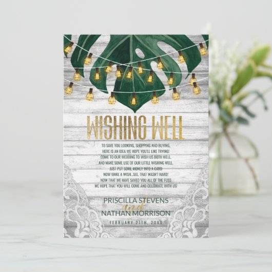 Schweizer Käse Leaf String Lights Lace will gut Einladung (Stehend Vorderseite)