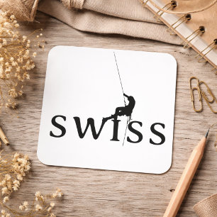 Schweizer Kletter-Minimalist-Silhouettendesign Quadratischer Aufkleber