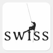 Schweizer Kletter-Minimalist-Silhouettendesign Quadratischer Aufkleber (Vorderseite)