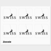 Schweizer Kletter-Minimalist-Silhouettendesign Quadratischer Aufkleber (Blatt)