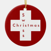 Schweizer Kreuz Keramik Ornament (Vorne)