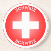 Schweizer Kreuz Schweiz Kreisform Getränkeuntersetzer (Vorne)