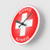 Schweizer Kreuz Schweiz Kreisform  Runde Wanduhr (Winkel)
