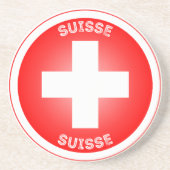 Schweizer Kreuz Suisse Kreisform Getränkeuntersetzer (Vorne)