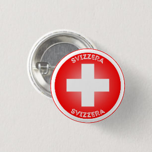 Schweizer Kreuz Svizzera Kreisform Button