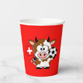 Schweizer Kuh mit Fussball Pappbecher (Rückseite)