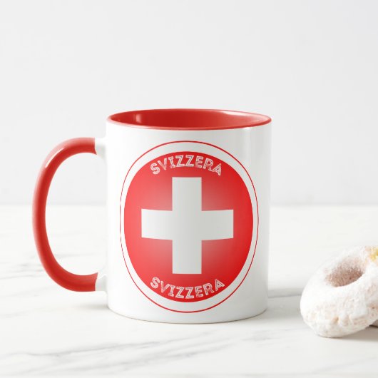 Schweizer Kulturerbe-Emblem Tasse (Mit Donut)