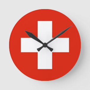 Schweizer Landesflaggeuhr der Schweiz Runde Wanduhr