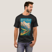 Schweizer Landschaft Illustration Reise Kunst T-Shirt (Vorne ganz)