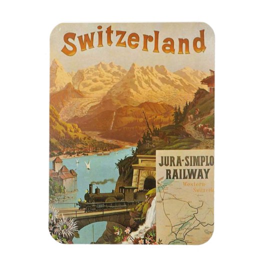 Schweizer Landschaften bezaubern Jura Simplon Bahn Magnet (Vertikal)