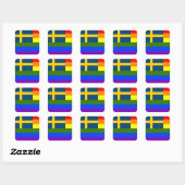 SCHWEIZER LGBT RAINBOW FLAG SCHWEDEN PRIDE QUADRATISCHER AUFKLEBER (Blatt)