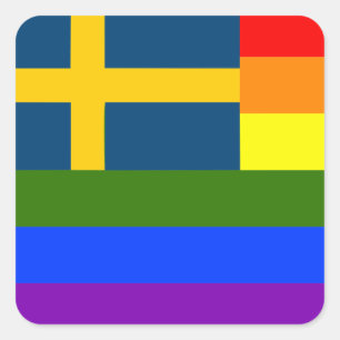 SCHWEIZER LGBT RAINBOW FLAG SCHWEDEN PRIDE QUADRATISCHER AUFKLEBER