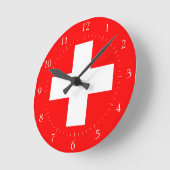 Schweizer Liebe Schweiz Rot und Weiß Runde Wanduhr (Winkel)