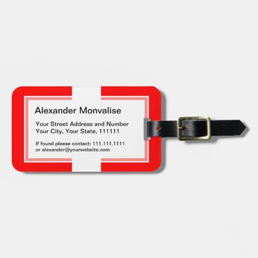 Schweizer Liebe-Schweizrot und -WEISS der Gepäckanhänger (Vorderseite horizontal)