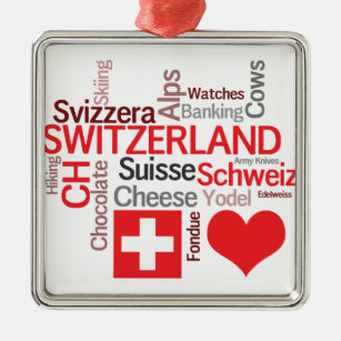 Schweizer Lieblingssachen - i-Liebe die Schweiz Ornament Aus Metall