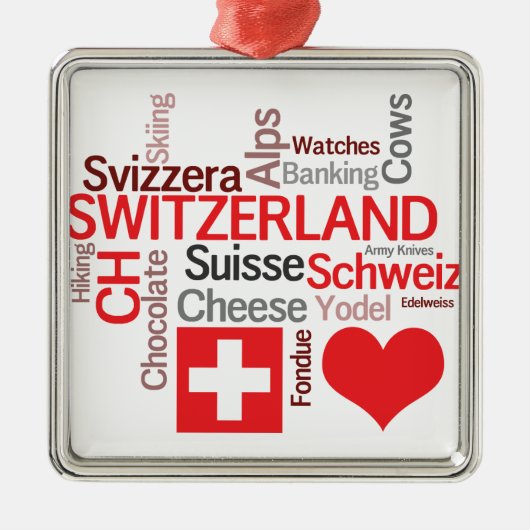 Schweizer Lieblingssachen - i-Liebe die Schweiz Ornament Aus Metall (Vorne)