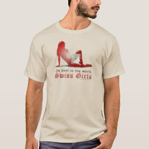 Schweizer Mädchen-Silhouette-Flagge T-Shirt