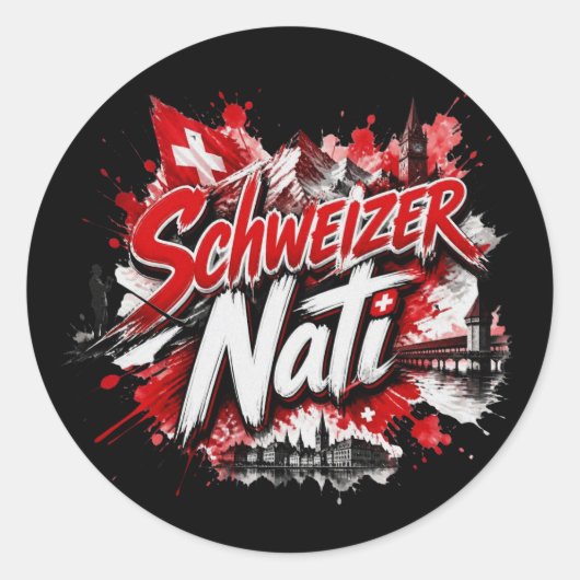 Schweizer Nati - der Spitzname der Schweizer Manns Runder Aufkleber (Vorderseite)