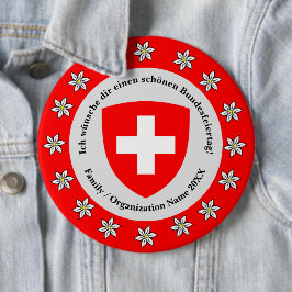 Schweizer Nationalfeiertag Schweiz Flagge Edelweis Button