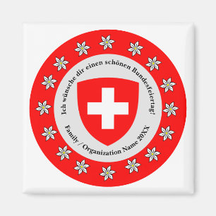 Schweizer Nationalfeiertag Schweiz Flagge Edelweis Magnet