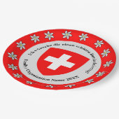 Schweizer Nationalfeiertag Schweiz Flagge Edelweis Pappteller (Schrägansicht)