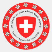 Schweizer Nationalfeiertag Schweiz Flagge Edelweis Runder Aufkleber (Vorderseite)