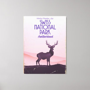 Schweizer Nationalpark Vintage Reiseplakat Leinwanddruck