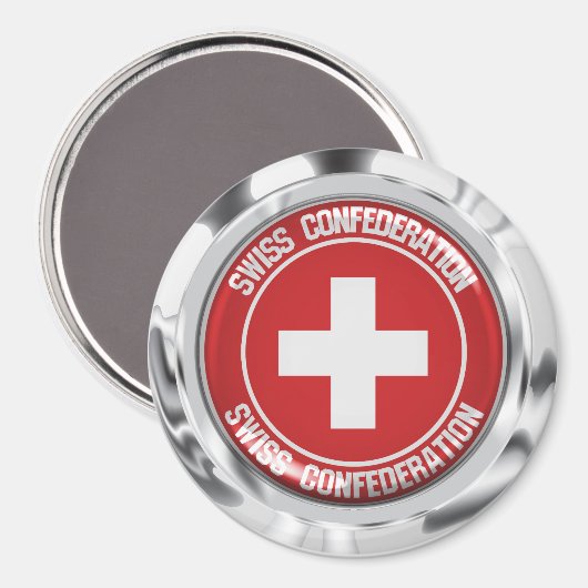 Schweizer RundEmblem Magnet (Vorderseite/Rückseite)