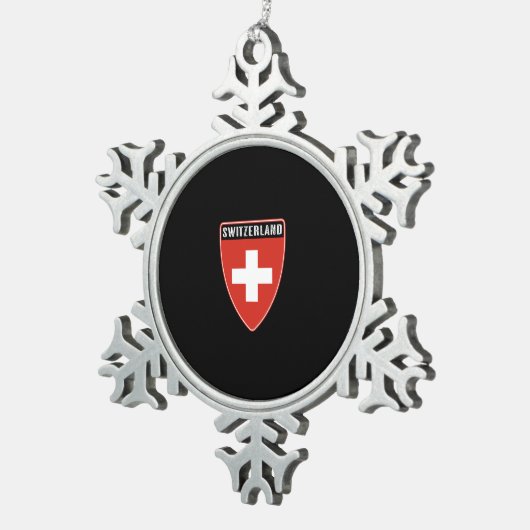 Schweizer Schild Schneeflocken Zinn-Ornament (Rechts)