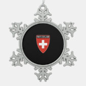 Schweizer Schild Schneeflocken Zinn-Ornament (Vorderseite)