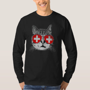 Schweizer Schweiz Flagge Land Wurzeln Katze Stolz T-Shirt