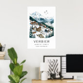 Schweizer Skidorfplakat, verschneite Chalets, Seil Poster (Heimbüro)