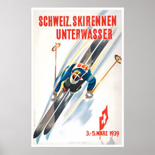 Schweizer Skiplakat Schweiz Reise Kunst Vintage Poster