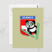Schweizer Skisprung Panda Postkarte (Vorne/Hinten)