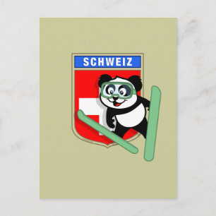 Schweizer Skisprung Panda Postkarte