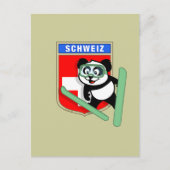 Schweizer Skisprung Panda Postkarte (Vorderseite)