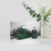 Schweizer Straßenbahnen im BVB M-Parc Depot, Basel Postkarte (Stehend Vorderseite)