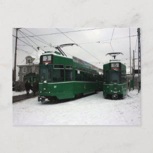 Schweizer Straßenbahnen im BVB M-Parc Depot, Basel Postkarte