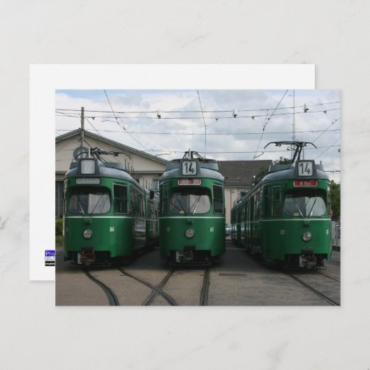 Schweizer Straßenbahnen im BVB M-Parc Depot, Basel Postkarte (Vorne/Hinten)