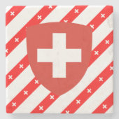 Schweizer stripes Flagge Steinuntersetzer (Vorderseite)